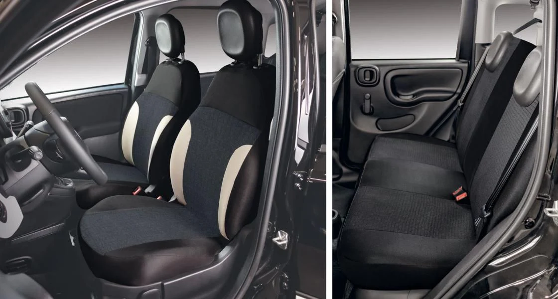Cora Manufacturing Serie completa coprisedili personalizzati Fiat Pandina 24> 4 posti post. intero tess. misto cotone nero/crema