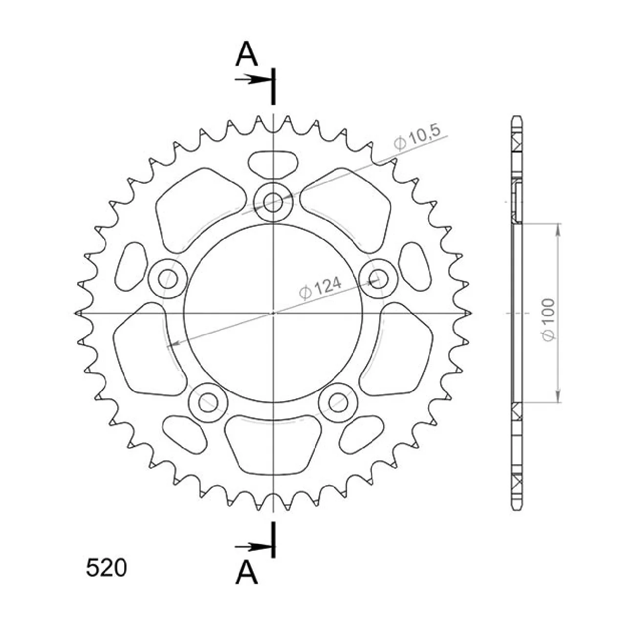 Corona in alluminio 44 denti passo 520 DUCATI Panigale 899 CC 14/15