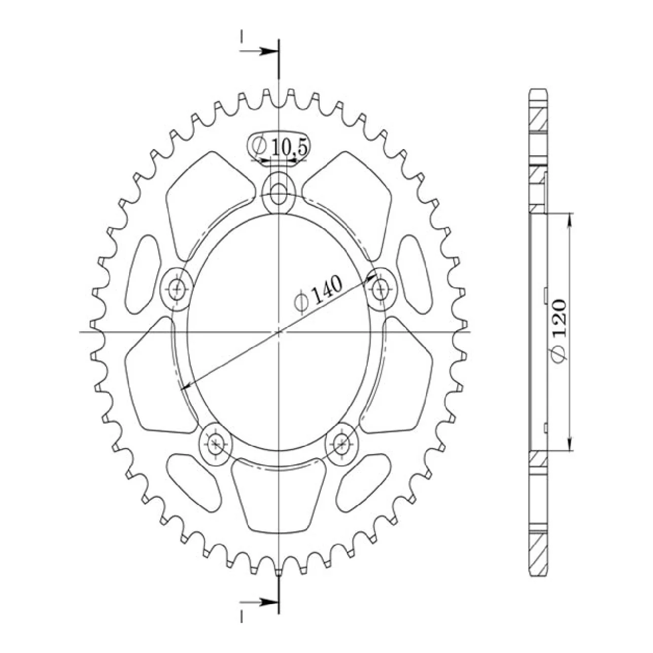 Corona in alluminio 45 denti passo 525 SUZUKI GSX R (K1/K2/K3) 600 CC 01/03