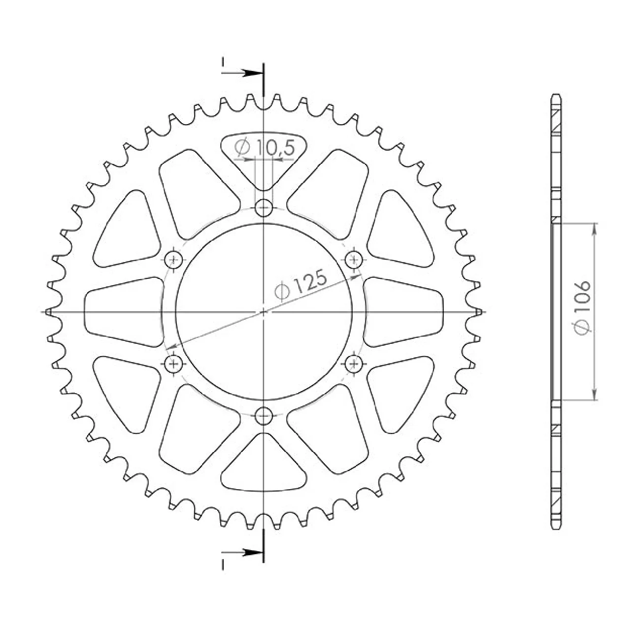 Corona in alluminio 47 denti passo 520 TRIUMPH Daytona (TD10) 675 CC 06/12