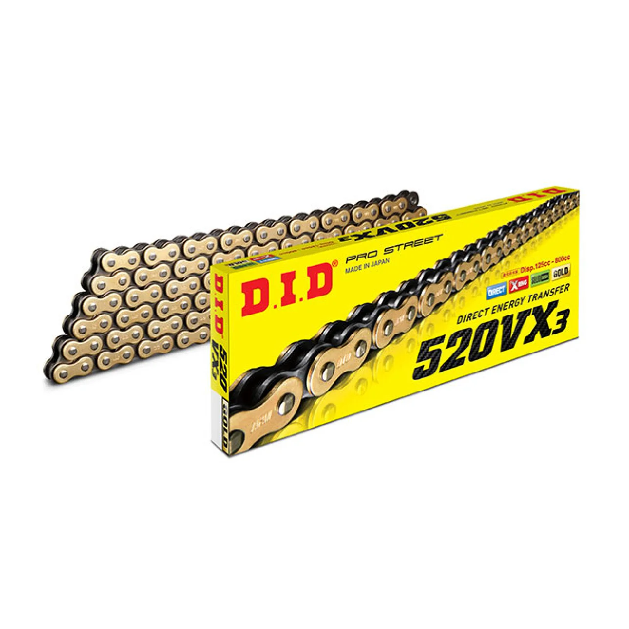 DID Catena di trasmissione 520VX3 Gold & Black 84 maglie giunto a rivetto ZJ