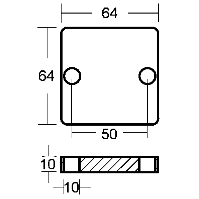 Enrico Polipodio Placca mm 64X64X10 00808 Anodi Mercury - Mercruiser - Image 2
