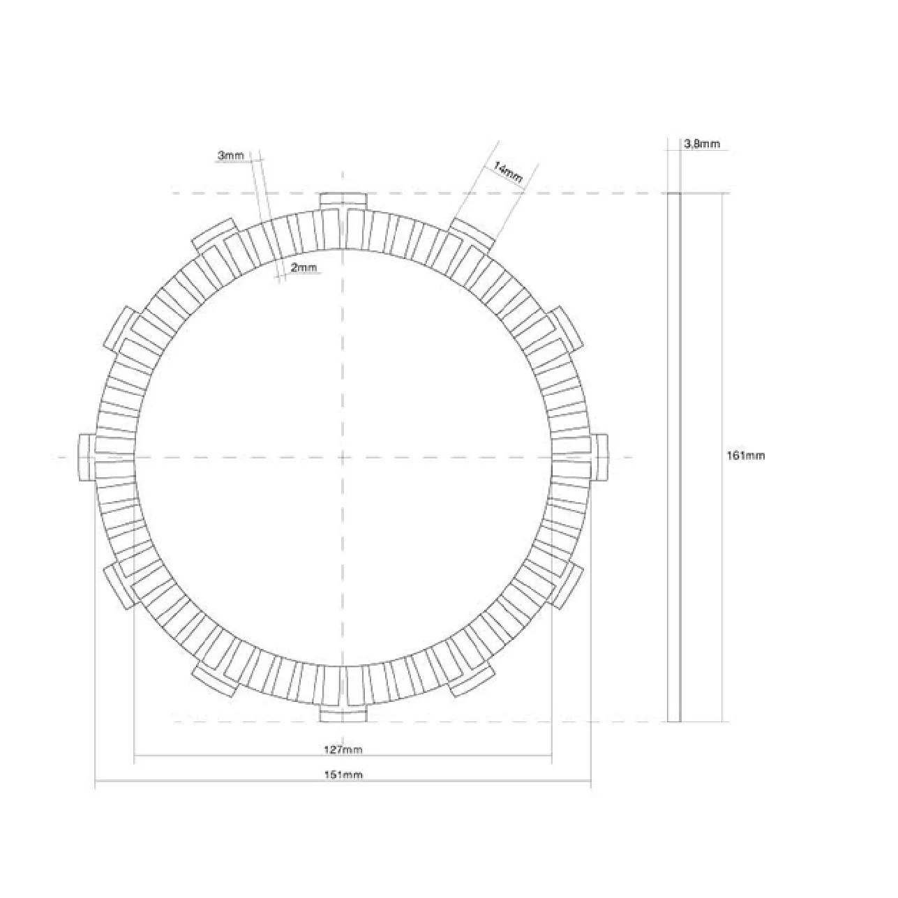 FCC Disco frizione guarnito singolo KAWASAKI KLV (A1H>A2H) (JKBS1122) 1000 04/05