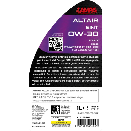 Lampa Altair Sint 0W-30, olio motore auto - 1 L 00404 - Image 3