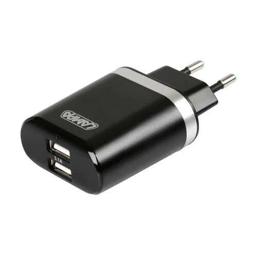 Lampa Caricabatteria da rete con 2 porte Usb - Fast Charge - 3100 mA - 100/230V 38876