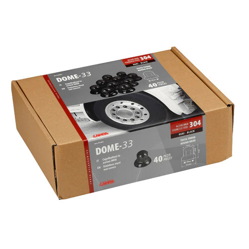 Lampa Dome, Set 40 copribulloni testa tonda in acciaio inox - 33 mm - Nero 97681 - Image 2