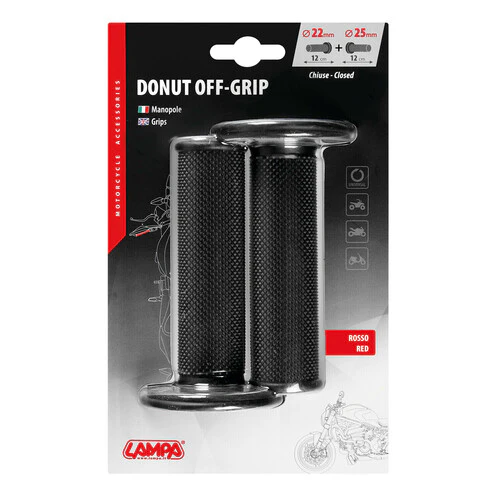 Lampa Donut Off-Road Grips, manopole universali - Nero - Rosso 90571 - Image 3