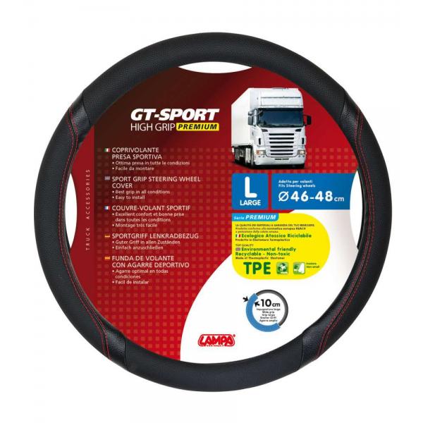 Lampa GT-Sport, coprivolante in Skeentex - L - 46/48 cm - Nero/Rosso 98017