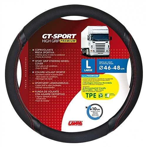 Lampa GT-Sport, coprivolante in Skeentex - L - 46/48 cm - Nero/Rosso 98017 - Image 5