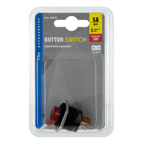 Lampa Interruttore a pulsante con spia a Led - 12/24V - Rosso 45538 - Image 2