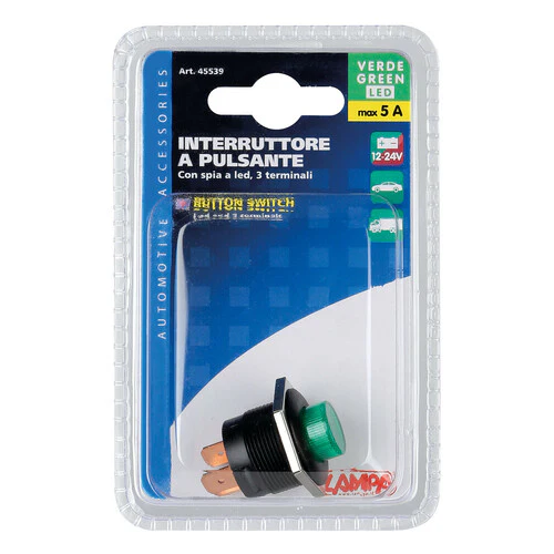 Lampa Interruttore a pulsante con spia a Led - 12/24V - Verde 45539 - Image 2