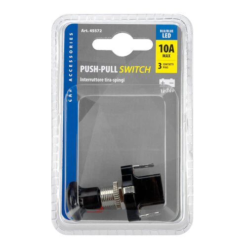 Lampa Interruttore tira-spingi con spia a Led - 12/24V - Blu - 10A 45572 - Image 3