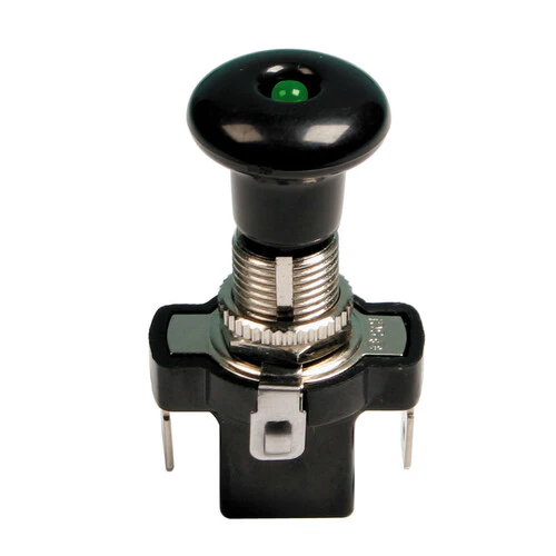 Lampa Interruttore tira-spingi con spia a Led - 12/24V - Verde - 10A 45571