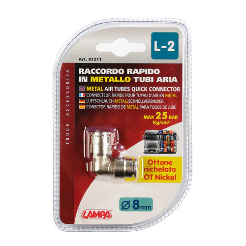 Lampa L-2, Raccordo a 90 in metallo, per tubi aria -  8 mm 97211 - Image 2