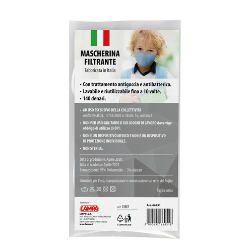 Lampa Mascherina filtrante lavabile per bambini - Blu - 140 Den 66951 - Image 2