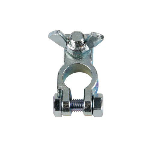 Lampa Morsetto batteria zincato; fissaggio cavo a capocorda con dado ad aletta - Polo positivo - Foro capocorda 10 mm 69907