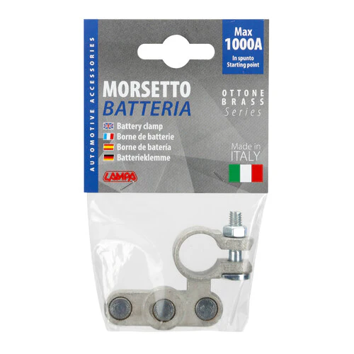 Lampa Morsetto batteria zincato; fissaggio cavo a capocorda su vite - foro capocorda 6/6/6 mm - Polo positivo 69909 - Image 3