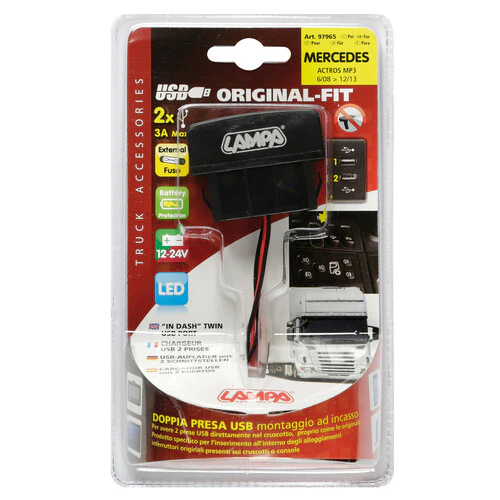 Lampa Original-Fit, doppia presa USB, 12/24V, compatibile con Mercedes 97965 - Image 2
