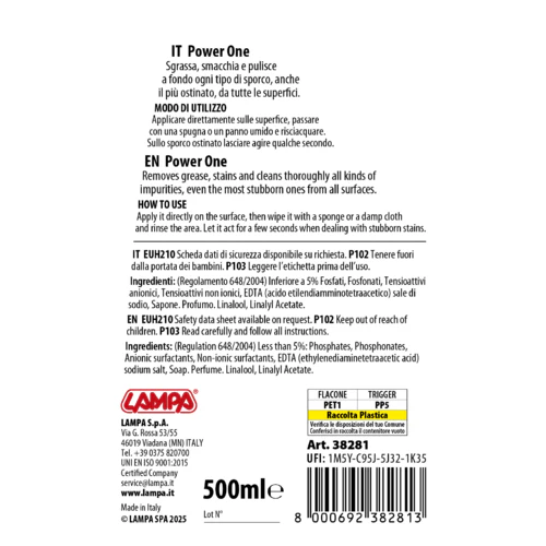 Lampa Power One Professional, super sgrassatore pronto alluso - 500 ml 38281 - Image 2