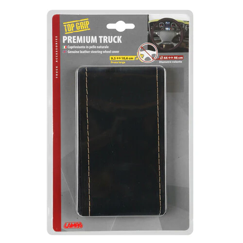 Lampa Premium Truck, coprivolante in pelle - M - 44/46 cm - Nero/Beige 98887 - Image 3
