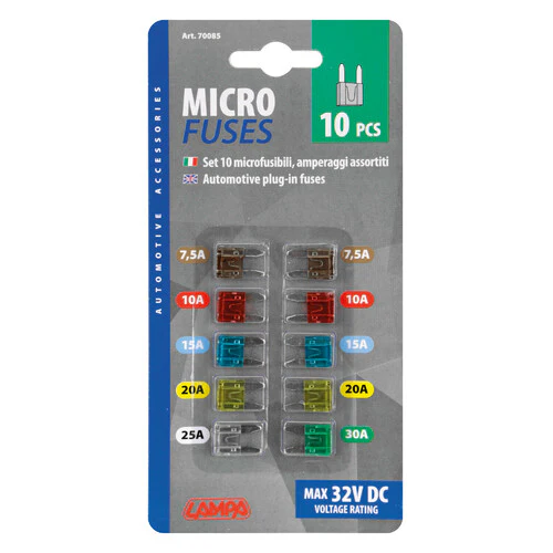 Lampa Set 10 micro-fusibili lamellari assortiti, 12/32V 70085 - Image 3