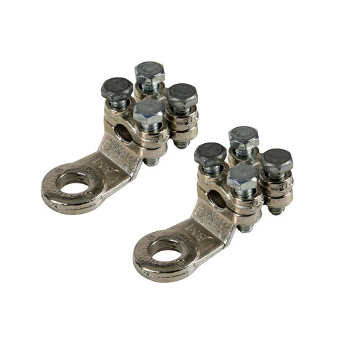 Lampa Set 2 pz capicorda di potenza in ottone nichelato, con fissaggio cavo a doppia piastrina - Sezione 50 mm, foro 10 mm 69927