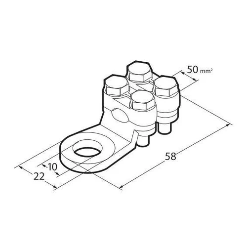 Lampa Set 2 pz capicorda di potenza in ottone nichelato, con fissaggio cavo a doppia piastrina - Sezione 50 mm, foro 10 mm 69927 - Image 2