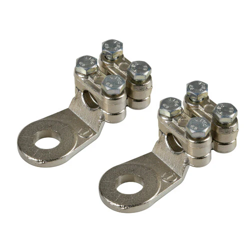 Lampa Set 2 pz capicorda di potenza in ottone nichelato, con fissaggio cavo a doppia piastrina - Sezione 70 mm, foro 12 mm 69928
