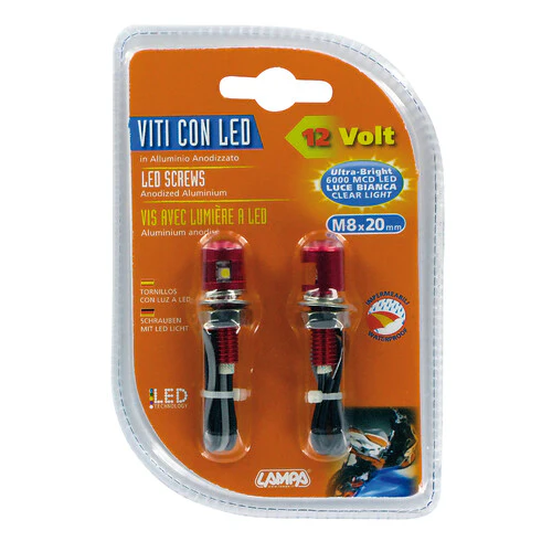 Lampa Set 2 viti con Led a luce bianca - Rosso 90173 - Image 2