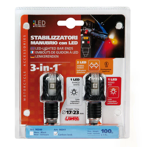 Lampa Stabilizzatori manubrio moto con Led, 12V - Carbon 90241 - Image 3