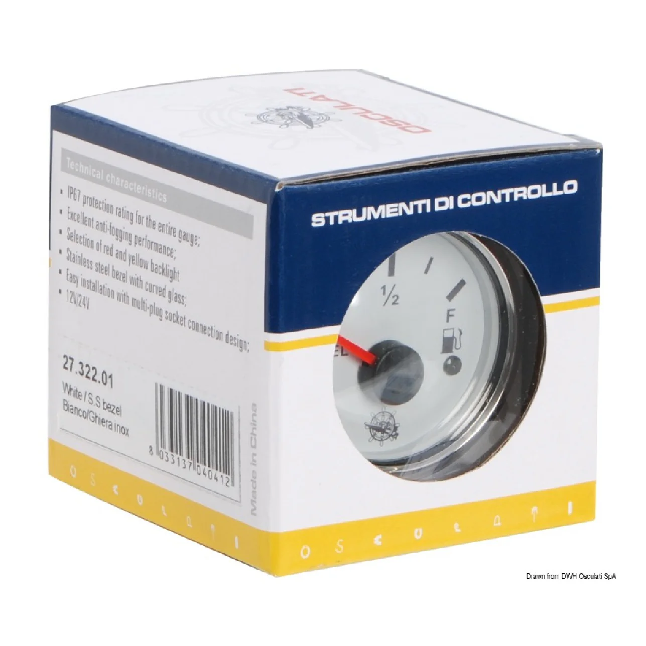 Osculati Indicatore carburante 240/33 ohm bianco/lucida 27.322.01 - Image 2