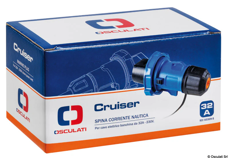 Osculati Presa elettrica Cruiser 32 A nera e cover inox 14.432.21 - Image 2