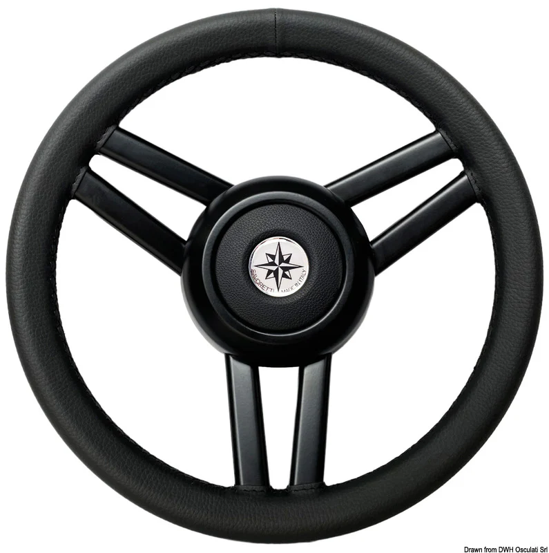 Osculati Volante Ghost 3 razze diametro mm 350 pelle nera 45.155.01