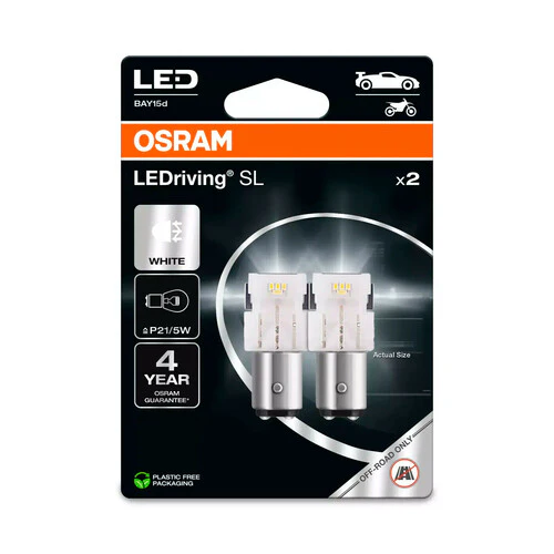Osram 12V LEDriving SL - (P21/5W) - 1W - BAY15d - 2 pz - Scatola - Bianco - Image 2