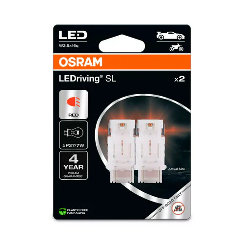 Osram 12V LEDriving SL - (P27/7W) - 1W - W2,5x16q - 2 pz - Scatola - Rosso - Image 2