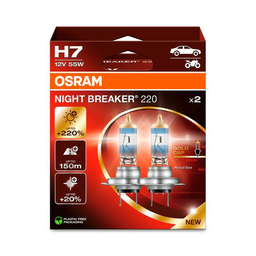Osram 12V Night Breaker 220 - H7 - 55W - PX26d - 2 pz - Scatola - Image 2