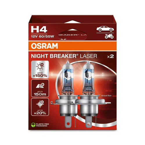 Osram 12V Night Breaker Laser - H4 - 60/55W - P43t - 2 pz - Scatola - Image 2