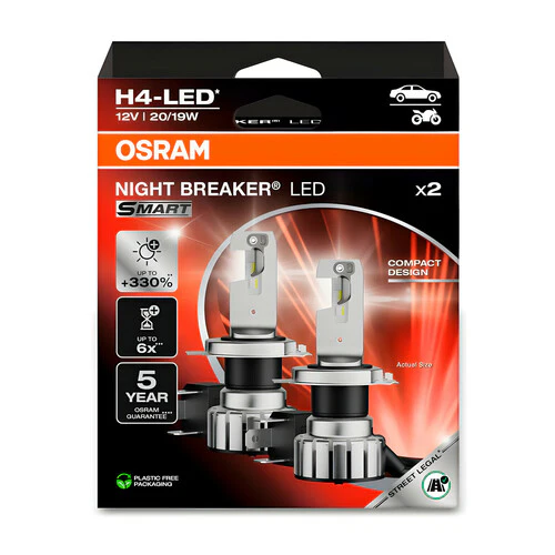 Osram 12V Night Breaker Led Smart - H4 - 20/19W - P43t - 2 pz - Scatola - Image 2