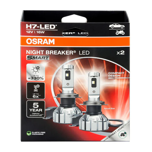 Osram 12V Night Breaker Led Smart - H7 - 16W - PX26d - 2 pz - Scatola - Image 2