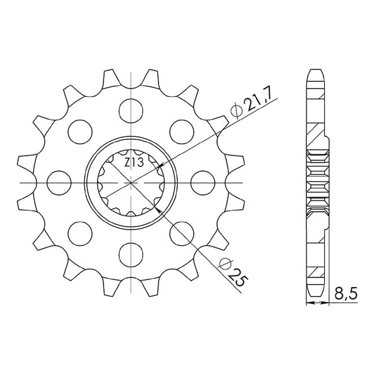 Pignone in acciaio 15 denti 525 KAWASAKI Z ABS (BHF)(ZR900BBDA) 900 CC 17/20