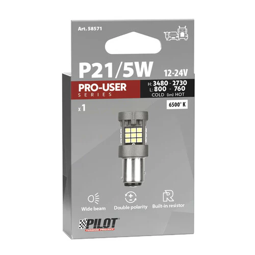 Pilot 12/24V Pro-User Series - (P21/5W) - BAY15d - 1 pz - Scatola - Bianco - Doppia polaritĂ - Resistenza incorporata - Image 3