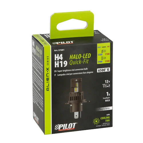 Pilot 12V Halo Led Alien-X Series Quick-Fit - (H4-H19) - 25W - P43t / PU43t-3 - 1 pz - Scatola - Image 3