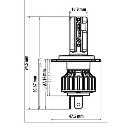 Pilot 12V Halo Led Hyper Series Quick-Fit - (H4) - 15W - P43t - 1 pz - Scatola - Image 3
