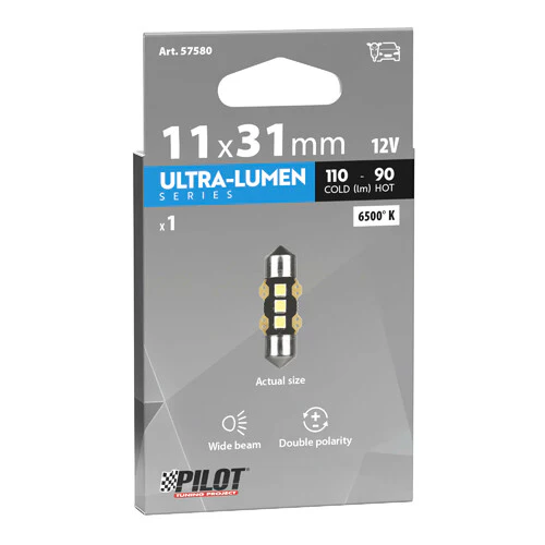 Pilot 12V Ultra-Lumen Series - 11,3x31 mm - SV8,5-8 - 1 pz - Scatola - Bianco - Doppia polarità - Image 3