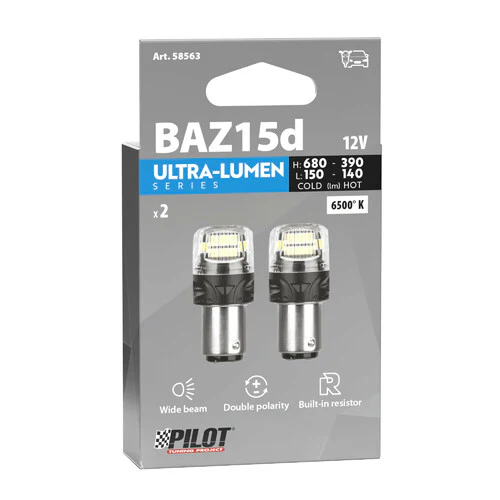 Pilot 12V Ultra-Lumen Series - (P21/4W) - BAZ15d - 2 pz - Scatola - Bianco - Doppia polaritĂ - Resistenza incorporata - Image 3