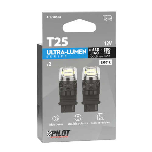 Pilot 12V Ultra-Lumen Series - (P27/7W) - W2,5x16q - 2 pz - Scatola - Bianco - Doppia polaritĂ - Resistenza incorporata - Image 3
