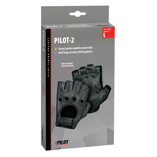 Pilot -2, guanti guida mezze dita - L - Nero - Image 2