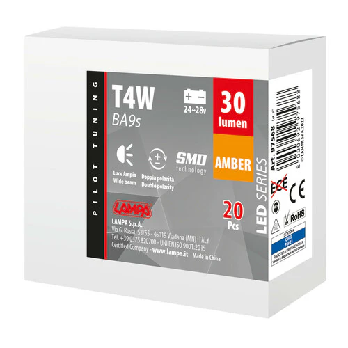 Pilot 24/28V Led Series - 5 SMD x 1 chip - (T4W) - BA9s - 20 pz - Scatola - Arancio - Doppia polarità - Image 3