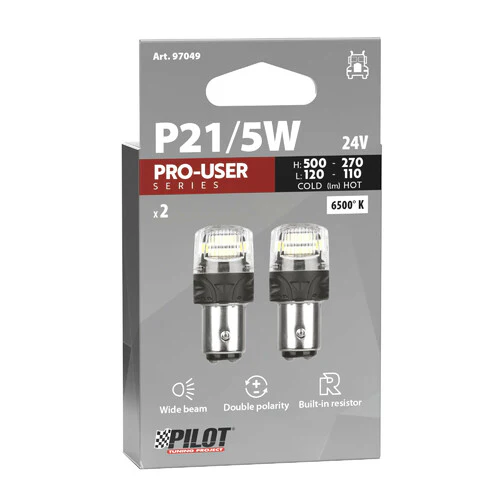 Pilot 24V Pro-User Series - (P21/5W) - BAY15d - 2 pz - Scatola - Bianco - Doppia polarità - Resistenza incorporata - Image 3