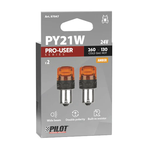 Pilot 24V Pro-User Series - (PY21W) - BAU15s - 2 pz - Scatola - Arancio - Doppia polaritĂ - Resistenza incorporata - Image 3